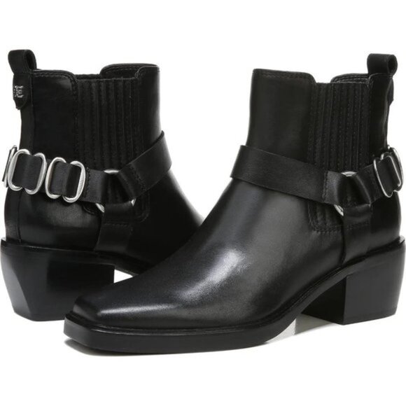 NEW Sam Edelman Bellamie Leather Ankle Boots Black - Picture 6 of 11